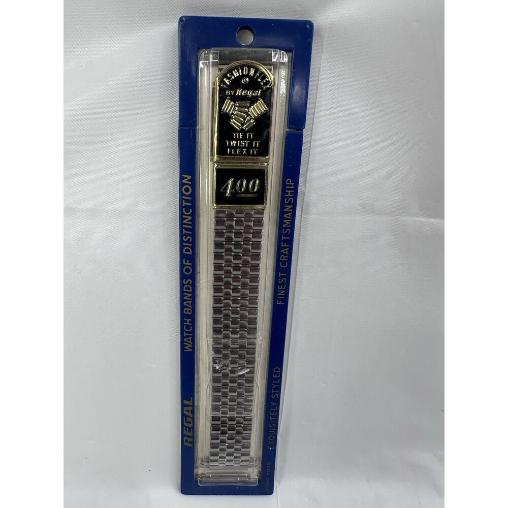 Vintage REGAL Mens Watch Band Silver Fashion Flex Bracelet Hong Kong